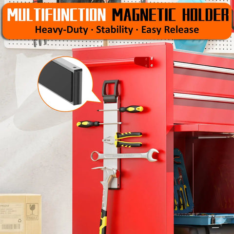 Double Sided Heavy Duty Magnetic Tool Holder 12 Inch Rust Resistant Magnetic Bar With Quick Release Handle holding tools