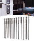 Rock Solid 12Pcs Screwdriver Bit Set With S2 Alloy Steel Phillips And Slotted Tips For Power Drills Manual Tools Heavy Duty Hardware Precision Bits, 100mm bits