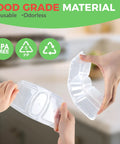 Two hands holding 8 Oz Reusable Snack Containers With Lids Three Compartment Snack Pack Set BPA Free Food Grade PP5