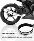 Sturdy Stainless Steel Motorcycle Exhaust Clip Brackets With Rubber Cushions Universal Exhaust Hanger Clamp Muffler Repair Clip Pipe Bracket Mount Waterproof And Corrosion Resistant 4 Inch Inner Diameter 6.35in By 5.1in By 1.15in next to motorcycle wheel and exhaust pipe