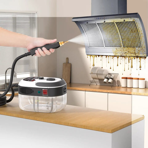Badass 2500W Handheld Steam Cleaner Portable High Pressure Steam Washer for cleaning kitchen hood grime.
