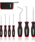 7 Piece Hook And Pick Set With Long And Mini Precision Picks 4 Small Hooks And 3 Large Hooks Carbon Steel Tools Includes Grab And Go Storage Bag For Easy Transport And Quick Access. with storage bag