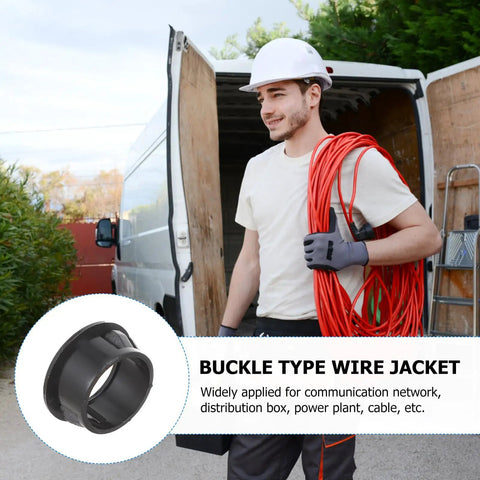 200 Pcs Nylon Cable Bushing Grommets Snap In Wire Protector Kit For Network Distribution Boxes And Office Setup Black Heavy Duty Wear Resistant Gear To Keep Cables Safe And Neat installed on cable jacket