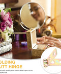 Woman opening jewelry box with 12 Pack Small Iron Chest Hinges Foldable Cabinet Door Hinges 60x13mm Reinforced Mini Box.