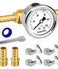AetralYB 0-15 PSI glycerin-filled fuel pressure test kit with 1-1/2 in dial, brass fittings, hose clamps, wrench