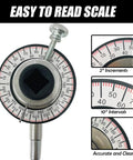 Torque Angle Gauge 1/2 Inch Drive With Flexible Clip Arm, 360 Degree Torque Wrench Angle Meter For Tightening Bolts In Hard To Reach Spots, Adjustable 0 To 360 Degrees, Works With Ratchet Or Breaker Bar, easy-read scale