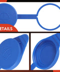 Windshield Washer Fluid Cap Wiper Reservoir Tank Cap Fits Ford Focus 2012 2018 Transit Connect 2014 2022 Transit 150 250 350 350 HD E Transit Direct Replacement With Durable Seal And No Fuss Install, shown in blue with embossed wiper icon and easy-install design.