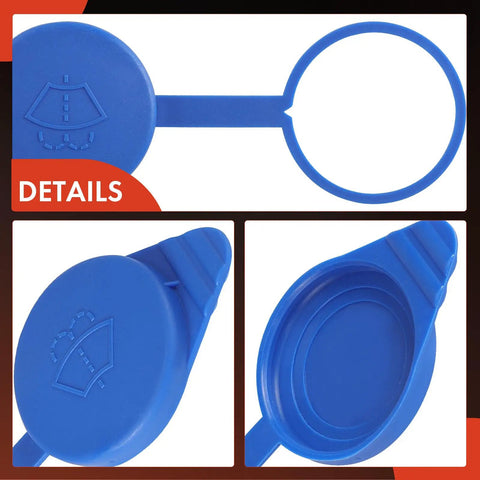 Windshield Washer Fluid Cap Wiper Reservoir Tank Cap Fits Ford Focus 2012 2018 Transit Connect 2014 2022 Transit 150 250 350 350 HD E Transit Direct Replacement With Durable Seal And No Fuss Install, shown in blue with embossed wiper icon and easy-install design.