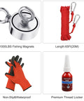1000 Lbs Magnet Fishing Kit With Case For Men Gift Set Includes Double Sided Neodymium Magnets 65 Ft Heavy Duty Rope Protective Gloves