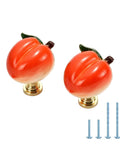 Adorable 3D Peach Cabinet Knobs And Drawer Pulls For A Fresh Playful Home Vibe And Cherry Picked Realistic Fruit Handle Set, two peach-shaped pulls with gold bases.