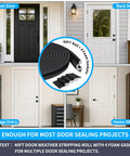 40 Ft Heavy Duty Kerf Weatherstrip Door Seal With Memory Foam Soundproof Insulation Kicks Cold Drafts To The Curb And Delivers Hella Quiet Rooms Durable Window Sealer displayed in front, back, garage entry, and home office doors.