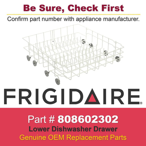Lower Dishrack Assembly 808602302 For Dishwashers Gray Replacement Part Genuine OEM Style Durable Easy Install Rack Fits Many Models