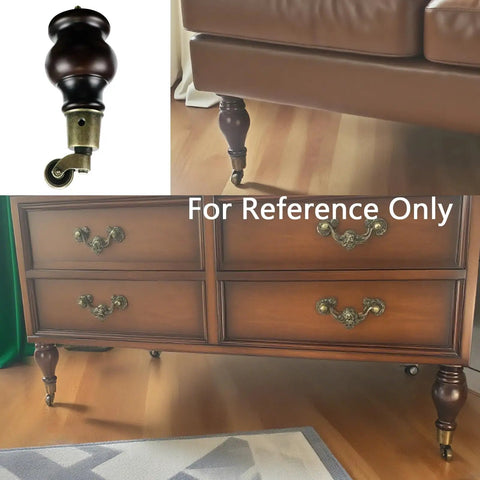Wood Furniture Legs With Casters 4 Pcs 120mm Height Gourd Shape Sofa Feet Replacement Round Eucalyptus Wood With Caster Wheels
