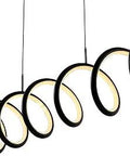31 Inch Black Sleek Modern LED Linear Pendant Light Dimmable Adjustable Hanging Integrated LED Metal Ceiling Fixture For Kitchen Island And Dining Room Glam Vibe Decor, spiral design.