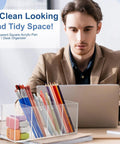 Clear Acrylic Desk Organizer Set 3 Pack With 4 Compartments Holds Pens Pencils Markers