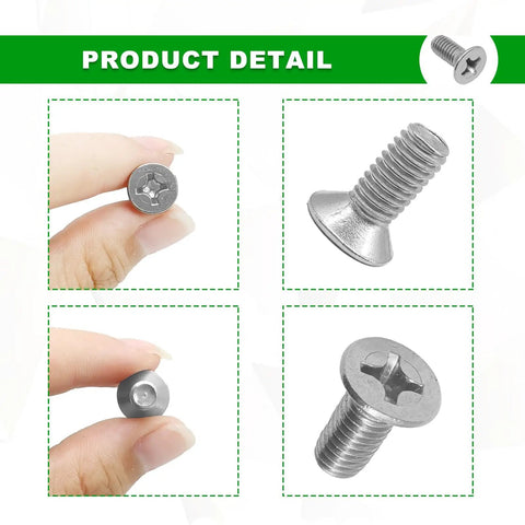 Hella Durable Stainless Steel Brake Disc Rotor Screws Heavy Duty Rust Proof Retaining Bolts Set For Front And Rear Honda Acura Hyundai Kia showing detailed screw design and precision fit.