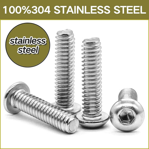 Premium Stainless Steel M2 Button Head Hex Socket Screws Kit 660Pcs M2x4 6 8 10 12 16 20mm close-up view