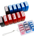 Top Notch Self Inking Stamp Set Boasts A Knockout 12 Pack Of Red And Blue Rubber Stamps for office paperwork and tracking.