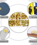 80 Sets Chicago Screw Leather Kit For DIY Crafts with gold finish binding screws in multiple sizes for leatherworking and bookbinding