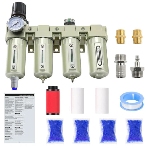 Three Quarter Inch NPT Heavy Duty Four Stage Air Dryer System For Compressors With Water Separator And Auto Drain