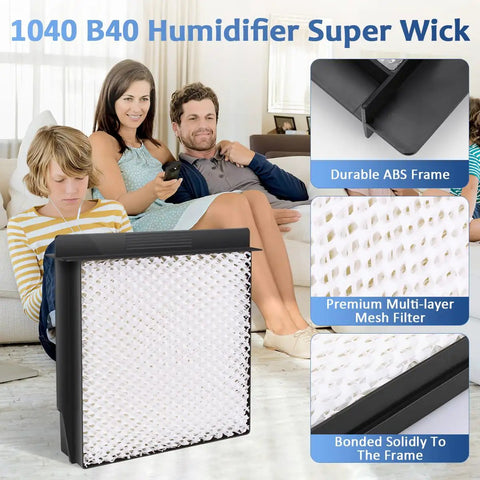 1040 Replacement Humidifier Wick Filter For B40 B40-C Series 2 Pack featuring durable ABS frame and multi-layer mesh filter