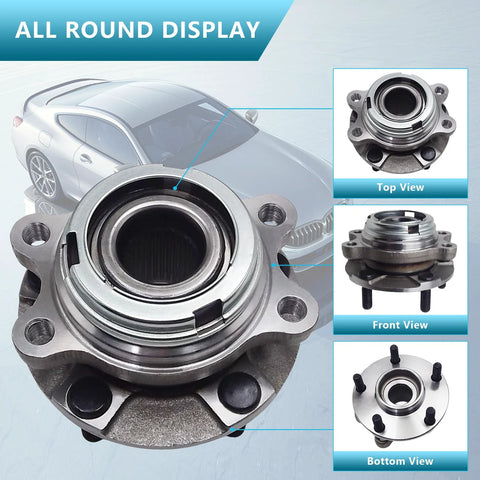 Two Pack 513296 Front Wheel Hub And Bearing Assemblies For 2007-2021 Nissan Altima Maxima Murano Pathfinder And Infiniti JX35 QX50 QX60 With ABS 5 Lug OE Replacement Bearings displayed from all angles