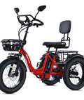 750W Fat Tire Electric Tricycle For Adults And Seniors With Three Wheels E Trike 48V 13Ah UL 2849 Battery 55 Mile Range Semi Recumbent Three Wheel With Hydraulic Brakes Premium Red Model, red with basket and backrest