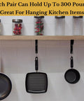 Beefy Heavy Duty 10 Inch Closet Rod Bracket 4 Pack Wall Mounted Shelf Hooks, black steel supports 300 lbs, holding pans
