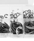 External Retaining Rings Kit With Stainless Steel Snap Rings Easy To Organize In Plastic Box 10 Sizes Ranging 1.5mm To 10mm Perfect For Assembly And Maintenance Tasks, assorted rings in organizer