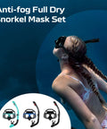 Woman using Nearsighted Dry Snorkel Mask Set for Adults and Youth with Detachable Camera Mount, Anti Fog Tempered Glass underwater
