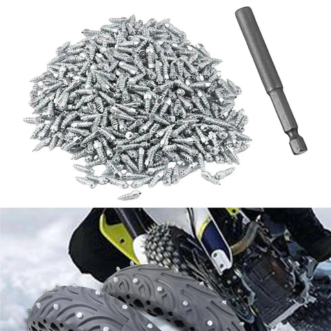 Super Grip Winter Tire Spikes For Car Suv Atv Heavy Duty Alloy Studs Angled Multi-Edge Contact Design For Maximum Traction On Ice And Snow Slushy Roads Reliable Safety And Smooth Handling In Frigid Conditions, alloy tire studs with installation bit