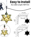 Lit Gold Ceiling Pendant Light With Star Design, Vintage Hanging Lamp installation diagram with plug in cord and switch details
