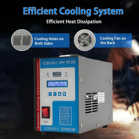 Pro Grade Handheld Ultrasonic Plastic Welding Machine With LCD Display showcasing cooling system