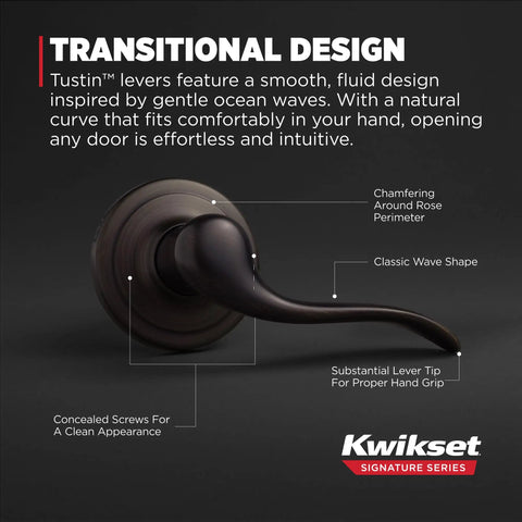 Transitional design of Tustin No-Lock Interior Passage Door Lever for Closet and Hallway Doors Reversible Handle DIY Easy Install