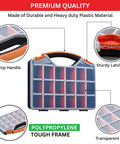 Two Pack 18 Compartment Portable Hardware Organizer Box With Removable Dividers For Screws Nuts Bolts Nails Orange Plastic Storage Case