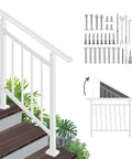 Built Tough Three Step White Metal Handrail For Outdoor Steps And Landings featuring solid iron frame and installation kit.