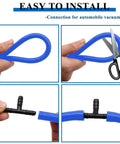 Top Tier 6.6 Ft Blue Silicone Vacuum Hose Line Kit With 6 Sizes For Cars And Vans High Pressure At 130 Psi Great For Any Auto Repair Job, blue hose being cut and connected