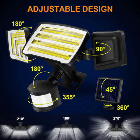 Solar Motion Sensor Flood Lights Outdoor 4000LM White LED With 4 Lighting Modes Remote IP65 Waterproof 72ft Sensing Range Split Solar Panel For Porch Yard Patio Garage 2 Pack