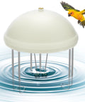 Bird Bath Water Circulator Pump For Outdoor Use, Battery Powered Water Agitator with quiet switch shown in water with bird
