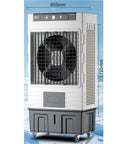 Industrial Grade Heavy Duty Evaporative Swamp Cooler With Remote And 12 Hour Timer Rock Solid Metal Design For Garage Patio Or Room Hella Cool Oscillating Fan, tall design with large fan.