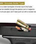 Laser Bore Sighter Kit For 22LR And 9mm Calibers, red dot alignment tool inserted in handgun ejection port