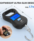 Lightweight Digital Fishing Scale With USB Cable 55lb Capacity Multi Unit Pound Ounces And Kilograms High Accuracy Backlit LCD Display