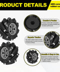 MECCANIXITY 1Pack Mecanum wheel set with couplings, 97mm, ABS rubber, black for omnidirectional robot cars