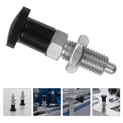 Heavy Duty M6 Spring Loaded Indexing Plungers Two Piece Boss Grade Stainless Steel Set With Retractable Lock Pin detail shot