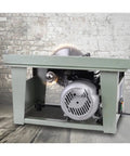 Featherweight Mini Table Saw For Woodworking With Sturdy Metal Base And Killer 3800 Rpm Action Portable Diy Panel Cutters For Clean Lines And Sweet Garage Workshop Upgrades showing the motor and blade action.
