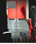 Close-up of the motor unit of PortaBle AX16 Mag Drill Rig Machine Magnetic Drill Press For Steel Structure, Portable Engineering Bench Drilling Tool.