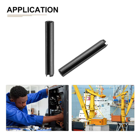 5mm x 35mm Slotted Spring Pin 50 Pack Black 65Mn Steel Roll Dowel Tension Pin For Home Workshop Machines Applications