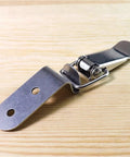 Duck Mouth Buckle Hook Lock Set 20 Pcs Stainless Steel Spring Loaded Draw Toggle Latch Clamp on wooden surface