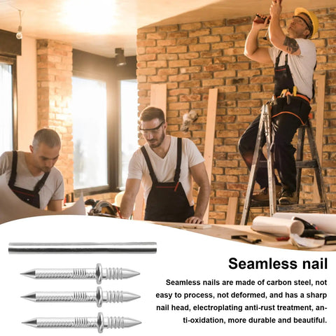 Double Head Socket Nails 100 Piece Set With Threaded Security Screws And Installation Kit displayed with workers on site