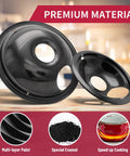 Stove Drip Pan Set For Electric Cooktops, 4 Heavy Duty Enamel Coated Drip Pans, Compatible With Frigidaire displayed on table